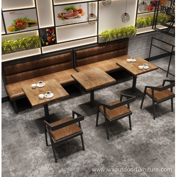 Industrial Restaurant Project Furniture Cafe Hamburger Shop Bar KTV Club Metal Leather Restaurant Sectional Sofa Booth Seating